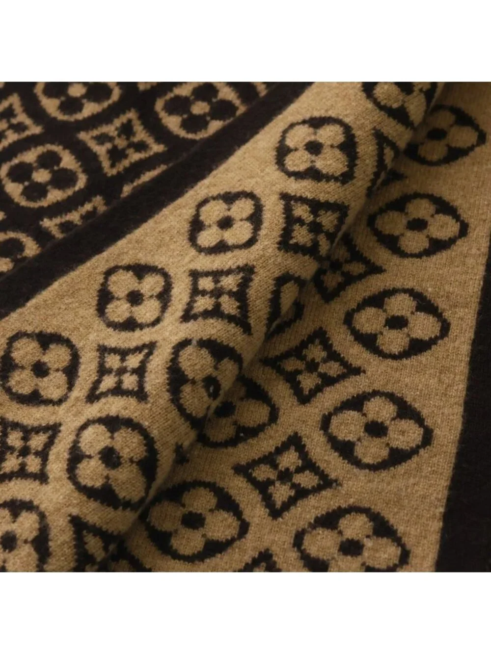Louis Vuitton Echarpe Ski Monogram Cashmere Scarf Brown Beige